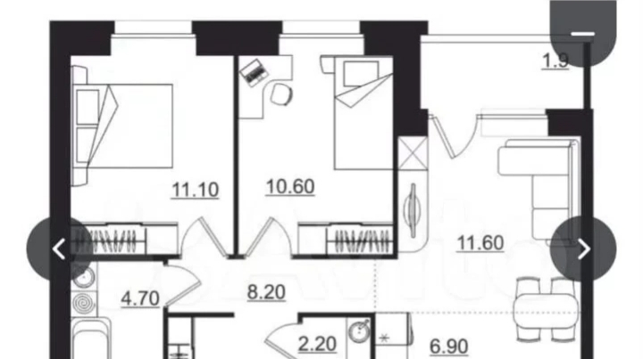 планировка квартиры 57 м2